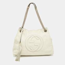 Gucci Off White Leather Medium Soho Chain Tote