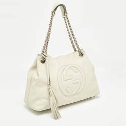 Gucci Off White Leather Medium Soho Chain Tote