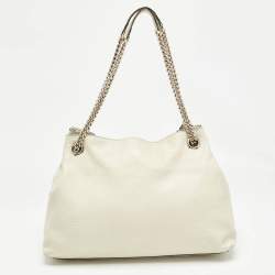 Gucci Off White Leather Medium Soho Chain Tote