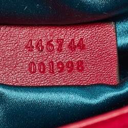 Pre Owned Gucci Red Matelasse Velvet Mini GG Marmont Shoulder Bag