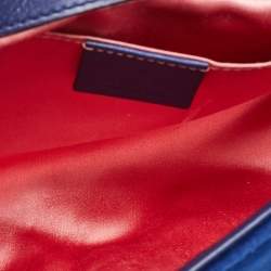 Pre Owned Gucci Blue Matelasse Velvet Mini GG Marmont Shoulder Bag