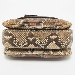 Pre Owned Gucci Cream Python Medium Tassel New Bamboo Top Handle Bag