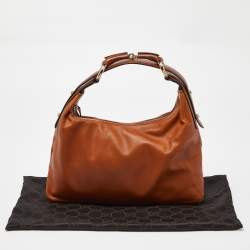 Pre Owned Gucci Brown Leather Medium Horsebit Hobo