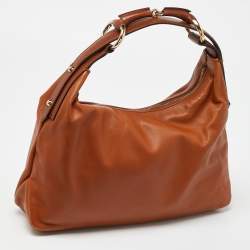 Pre Owned Gucci Brown Leather Medium Horsebit Hobo