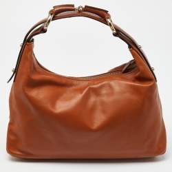 Pre Owned Gucci Brown Leather Medium Horsebit Hobo