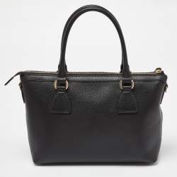 Pre Owned Gucci Black Leather GG Charm Tote