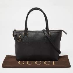Pre Owned Gucci Black Leather GG Charm Tote