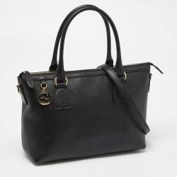 Pre Owned Gucci Black Leather GG Charm Tote