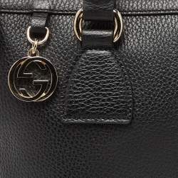 Pre Owned Gucci Black Leather GG Charm Tote