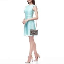 Pre Owned Gucci Grey Microguccissima Leather Mini Emily Chain Shoulder Bag