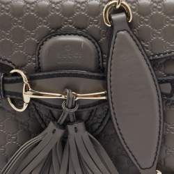 Pre Owned Gucci Grey Microguccissima Leather Mini Emily Chain Shoulder Bag