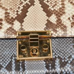 مملوكة مسبقًا حقيبة كتف غوتشي قفل متوسطة جلد غوتشيسيما خضراء