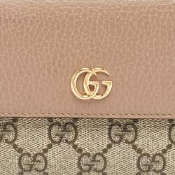 Gucci Beige/Dusty Pink GG Supreme Canvas and Leather GG Marmont Wallet