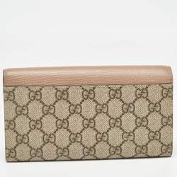 Gucci Beige/Dusty Pink GG Supreme Canvas and Leather GG Marmont Wallet