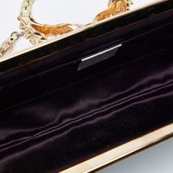 Pre Owned  Gucci Silver Python Crystal Dragon Chain Clutch