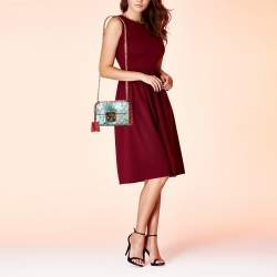 مملوكة مسبقًا حقيبة كتف غوتشي كانفاس جي جي سوبريم تيان متعدد الألوان صغيرة بقفل.