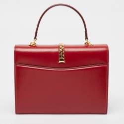 Gucci Red Leather Sylvie 1969 Top Handle Bag