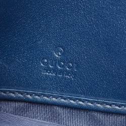Gucci Blue Guccissima Leather NY Yankees Patch Zip Around Wallet