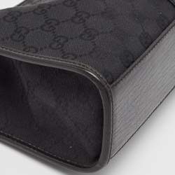 مملوكة مسبقًا Gucci Black GG Canvas and Leather Small Bardot Bag