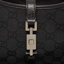 مملوكة مسبقًا Gucci Black GG Canvas and Leather Small Bardot Bag