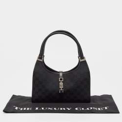 مملوكة مسبقًا Gucci Black GG Canvas and Leather Small Bardot Bag