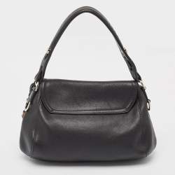 Pre Owned Gucci Black Leather Techno Horsebit Hobo