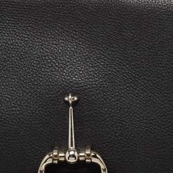 Pre Owned Gucci Black Leather Techno Horsebit Hobo