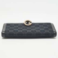 Gucci Black GG Canvas and Leather G Bit Flap Continental Wallet