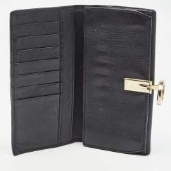 Gucci Black GG Canvas and Leather G Bit Flap Continental Wallet