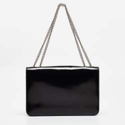 Pre Owned Gucci Black Glossy Leather Medium Interlocking G Shoulder Bag