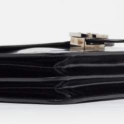 Pre Owned Gucci Black Glossy Leather Medium Interlocking G Shoulder Bag