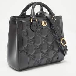 Gucci Black GG Matelassé Leather Mini Tote