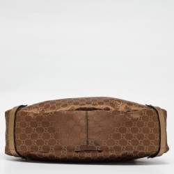 Pre Owned Gucci Bronze/Gold GG Fabric and Leather Medium Abbey Hobo