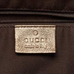 Pre Owned Gucci Bronze/Gold GG Fabric and Leather Medium Abbey Hobo