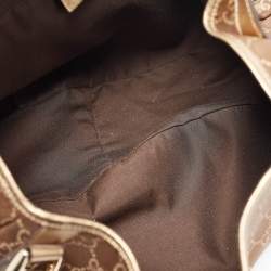 Pre Owned Gucci Bronze/Gold GG Fabric and Leather Medium Abbey Hobo