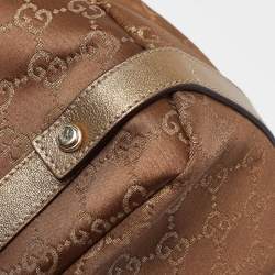 Pre Owned Gucci Bronze/Gold GG Fabric and Leather Medium Abbey Hobo