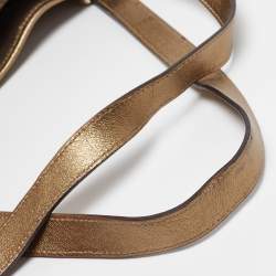 Pre Owned Gucci Bronze/Gold GG Fabric and Leather Medium Abbey Hobo