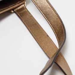 Pre Owned Gucci Bronze/Gold GG Fabric and Leather Medium Abbey Hobo