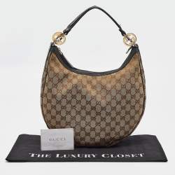 Pre Owned Gucci Beige/Brown GG Canvas and Leather GG Twins Medium Hobo
