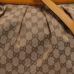 Pre Owned Gucci Mustard/Beige GG Canvas and Leather Sukey Shoulder Bag