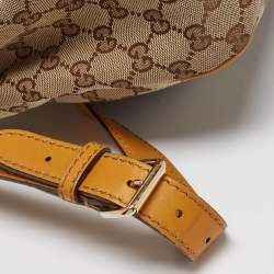 Pre Owned Gucci Mustard/Beige GG Canvas and Leather Sukey Shoulder Bag