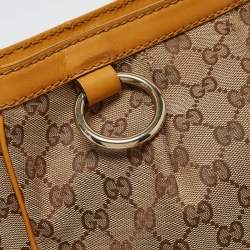 Pre Owned Gucci Mustard/Beige GG Canvas and Leather Sukey Shoulder Bag