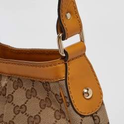 Pre Owned Gucci Mustard/Beige GG Canvas and Leather Sukey Shoulder Bag