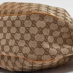Pre Owned Gucci Mustard/Beige GG Canvas and Leather Sukey Shoulder Bag