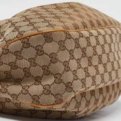 Pre Owned Gucci Mustard/Beige GG Canvas and Leather Sukey Shoulder Bag
