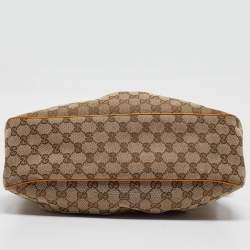 Pre Owned Gucci Mustard/Beige GG Canvas and Leather Sukey Shoulder Bag