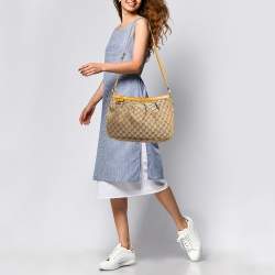 Pre Owned Gucci Mustard/Beige GG Canvas and Leather Sukey Shoulder Bag