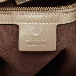 Pre Owned Gucci Grey/Beige GG Canvas and Leather Horsebit Jockey Hobo