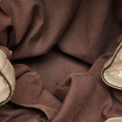 Pre Owned Gucci Grey/Beige GG Canvas and Leather Horsebit Jockey Hobo