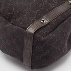 Pre Owned Gucci Dark Brown GG Canvas and Leather Abbey Hobo